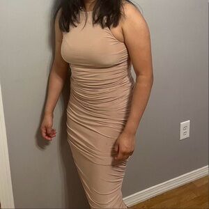 Forever 21 beige dress, my sister who is wearing the dress is 5'1 ft